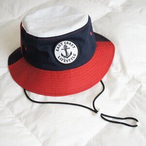 Nautical Red White & Blue East Coast Lifestyle Bucket Hat Size Large Extra Large